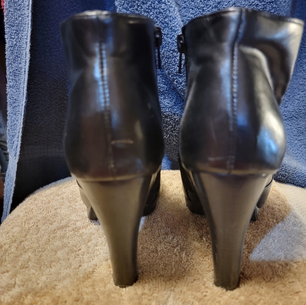 Leather zip up boots
